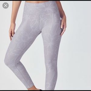 Fablectics High Waisted Crop. Grey floral print